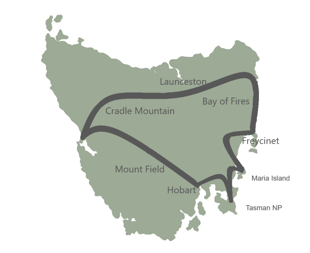 6 Day Taste Of Tasmania Map